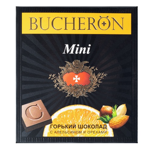 Bucheron Mini шоколад темный с апельсином и орехами, 40 гр